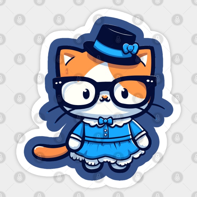 Nerdy Cat Sticker by Graceful Designs